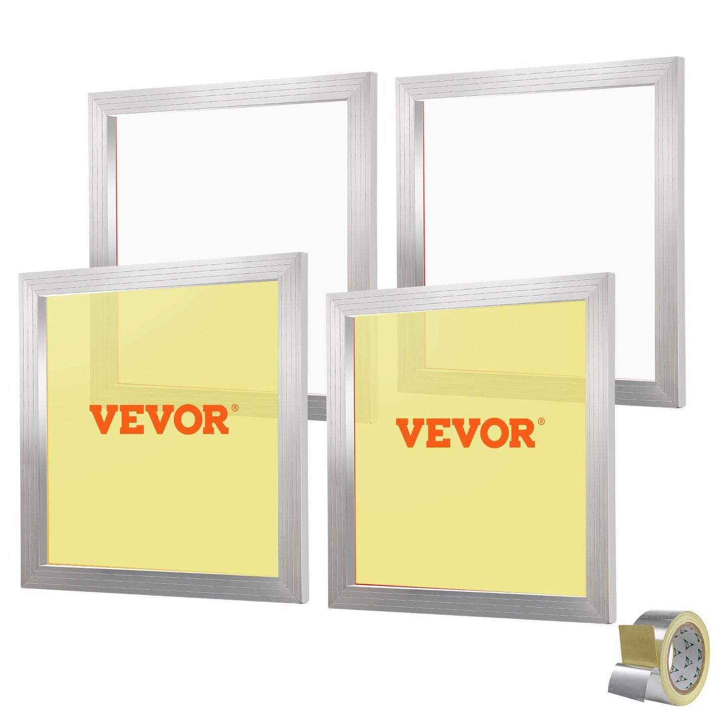 Silk Screen Printing Kit: 4 Aluminum Frames, 110 Mesh Count, 50.8x50.8 cm