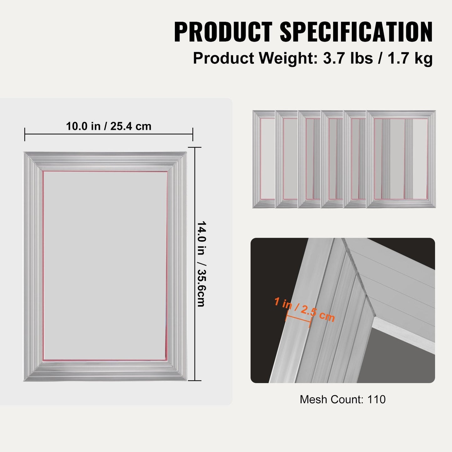 6-Piece Aluminum Silk Screen Printing Kit with 110 Mesh for DIY T-shirts