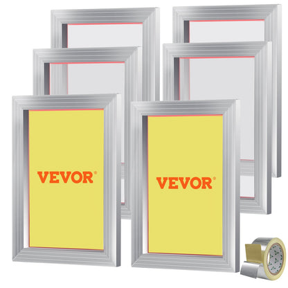 VEVOR Screen Printing Kit, 6 Pieces Aluminum Silk Screen Printing Frames, 25.4 x