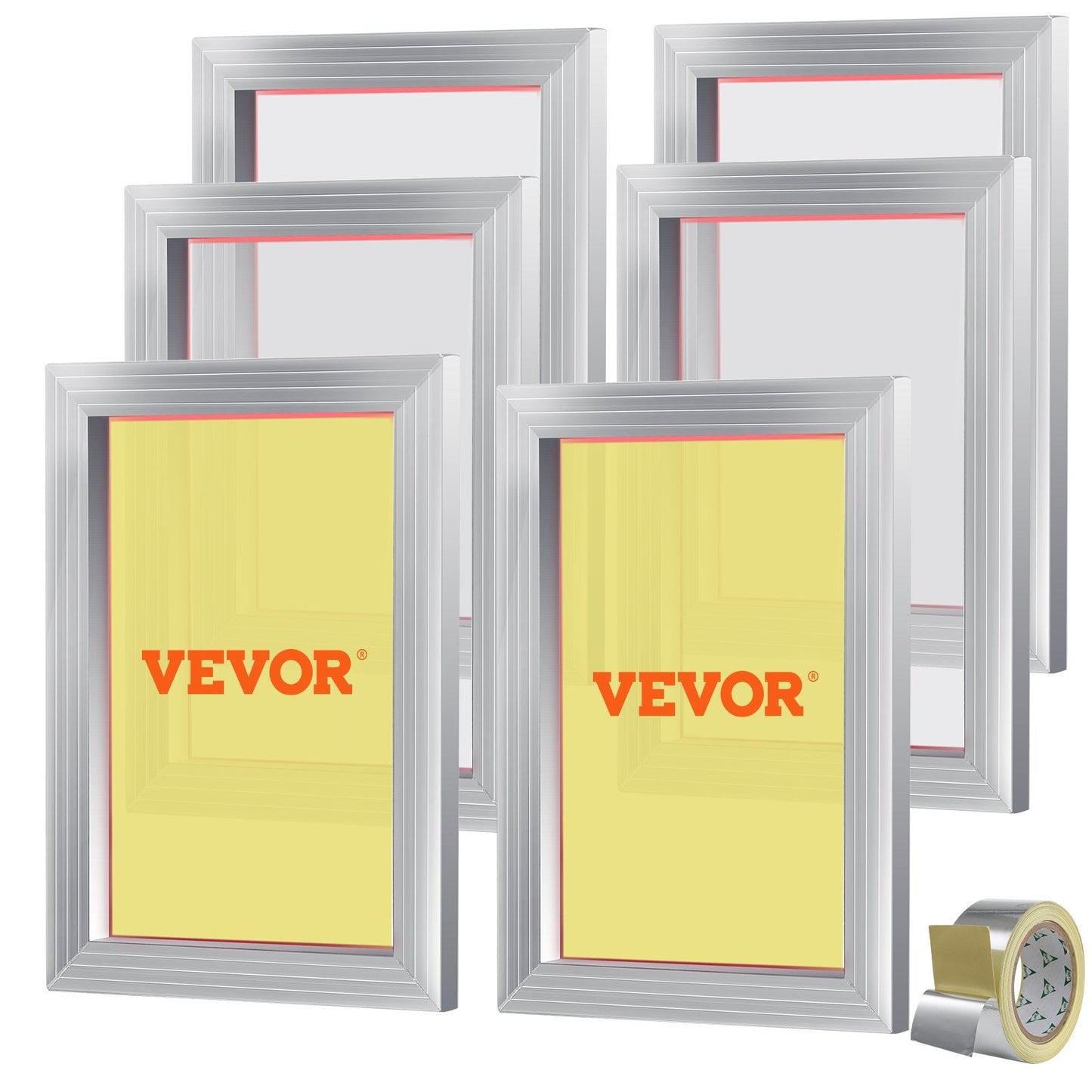 Aluminum Silk Screen Printing Kit with 6 Frames, 25.4 x 35.6 cm, 156 Mesh Count
