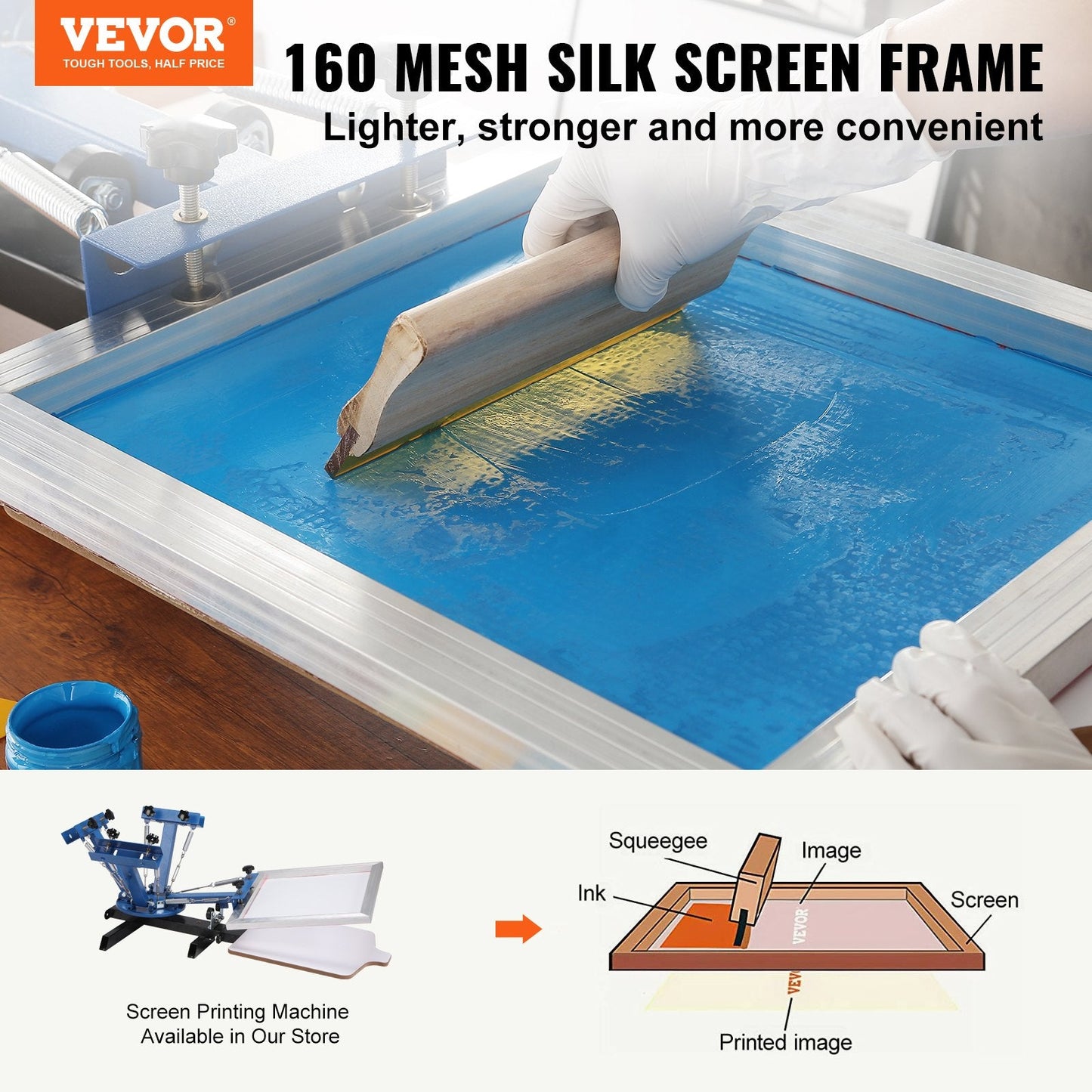 Silk Screen Printing Kit: 6 Aluminum Frames, 160 Mesh Count, 45.7 x 50.8 cm