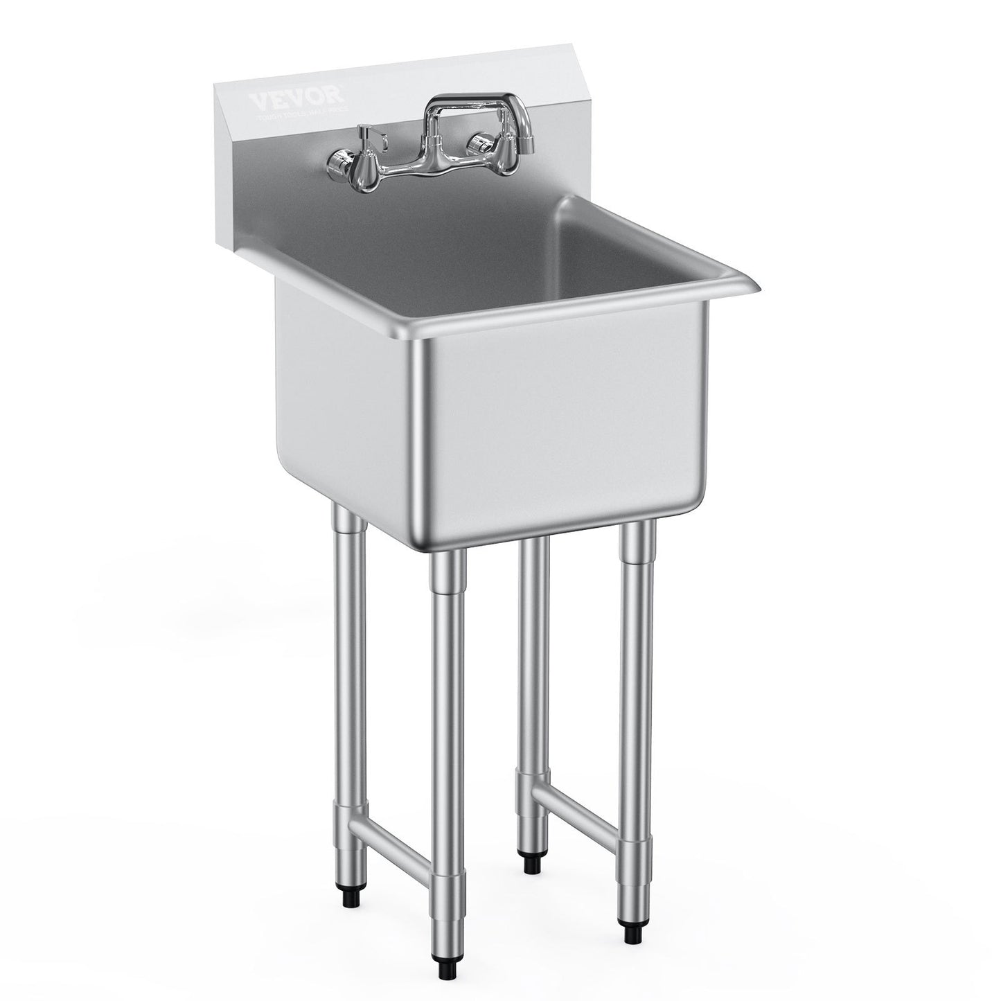 Stainless Steel Prep & Utility Sink, 1 Compartment Free Standing Small Sink Include Faucet & legs, 18"x41" Commercial Single Bowl Sinks for Garage, Restaurant, Kitchen, Laundry