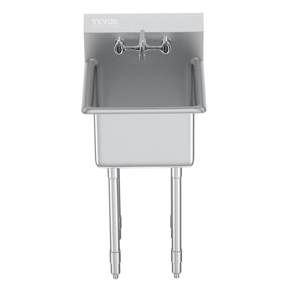 Stainless Steel Prep & Utility Sink, 1 Compartment Free Standing Small Sink Include Faucet & legs, 18"x41" Commercial Single Bowl Sinks for Garage, Restaurant, Kitchen, Laundry