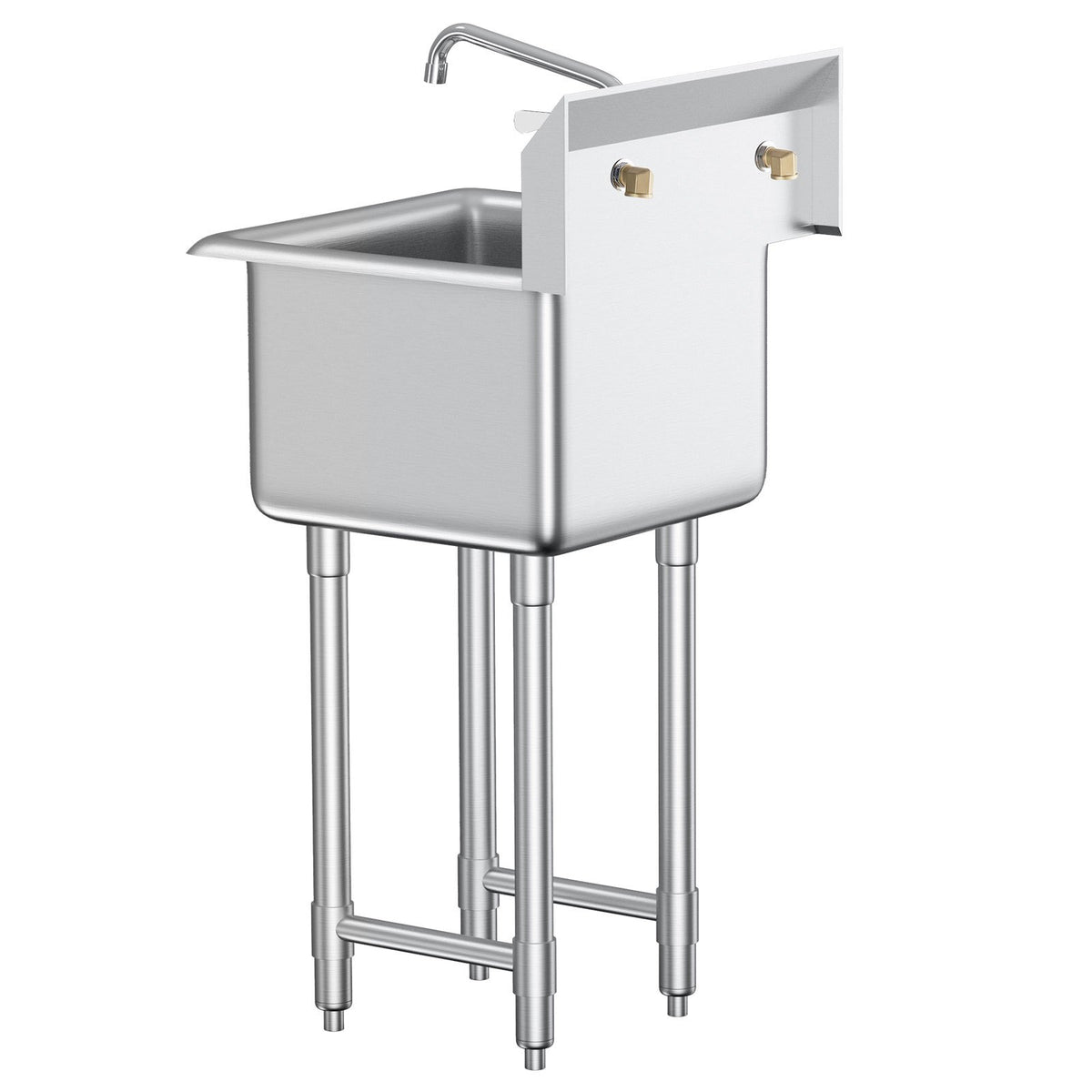 Stainless Steel Prep & Utility Sink, 1 Compartment Free Standing Small Sink Include Faucet & legs, 18"x41" Commercial Single Bowl Sinks for Garage, Restaurant, Kitchen, Laundry