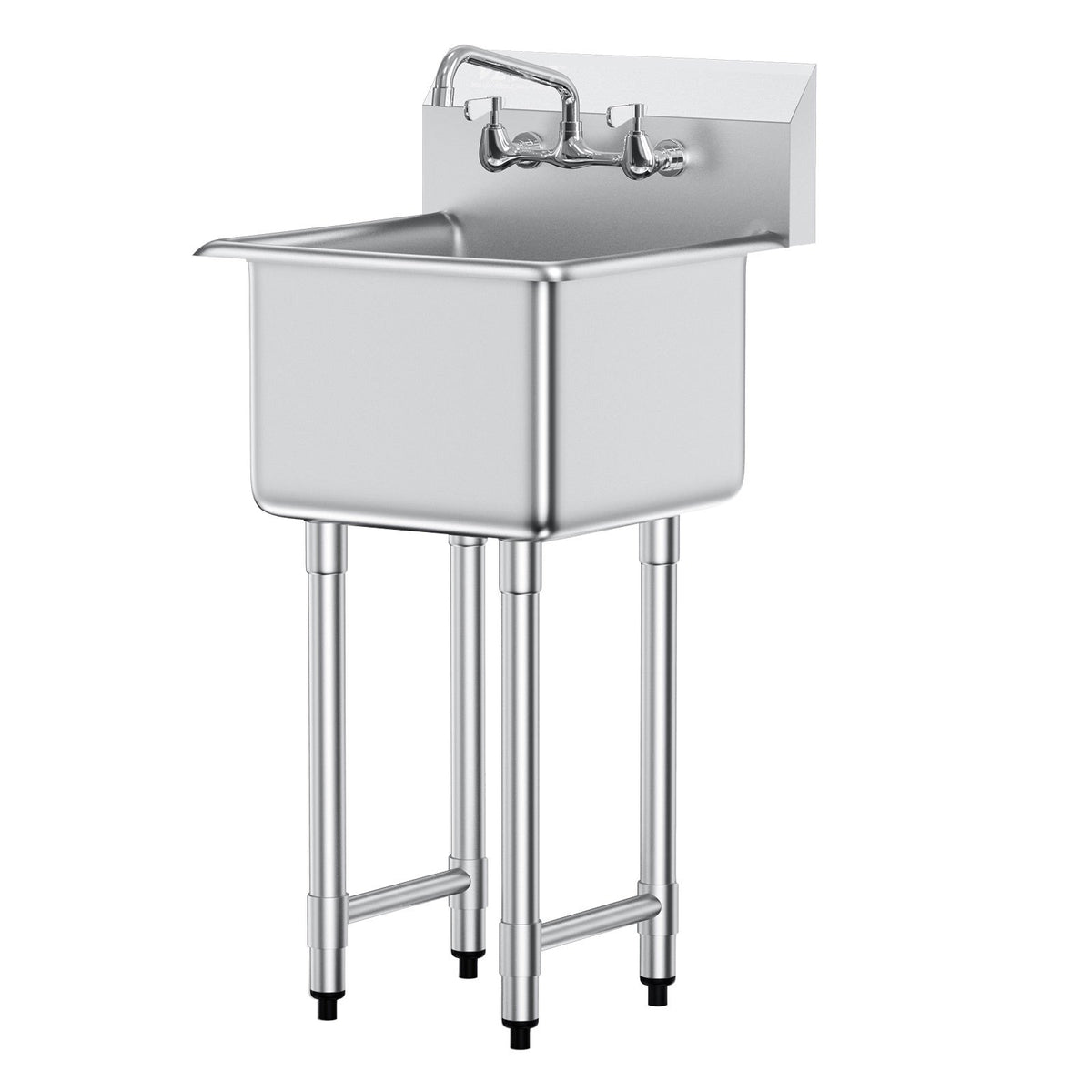 Stainless Steel Prep & Utility Sink, 1 Compartment Free Standing Small Sink Include Faucet & legs, 18"x41" Commercial Single Bowl Sinks for Garage, Restaurant, Kitchen, Laundry