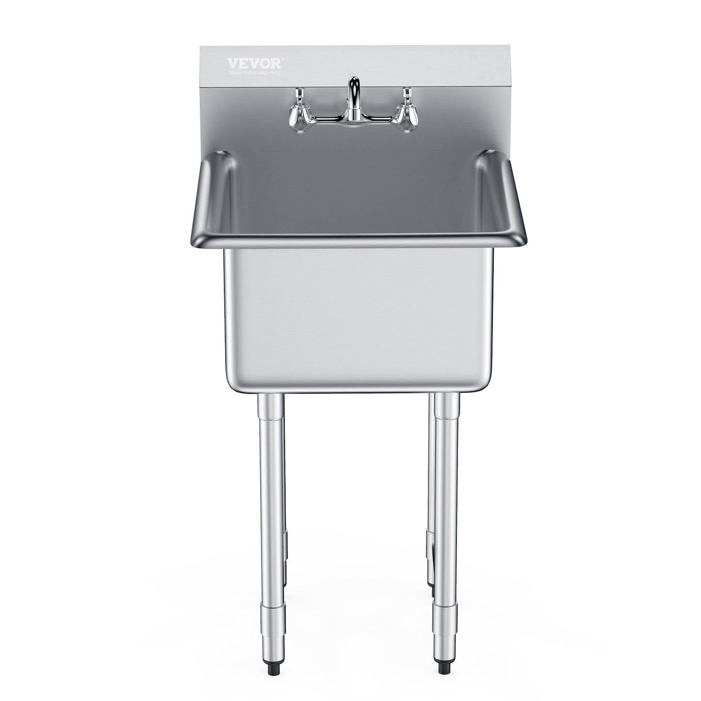 Stainless Steel Prep & Utility Sink, 1 Compartment Free Standing Small Sink Include Faucet & legs, 21"x41" Commercial Single Bowl Sinks for Garage, Restaurant, Kitchen, Laundry