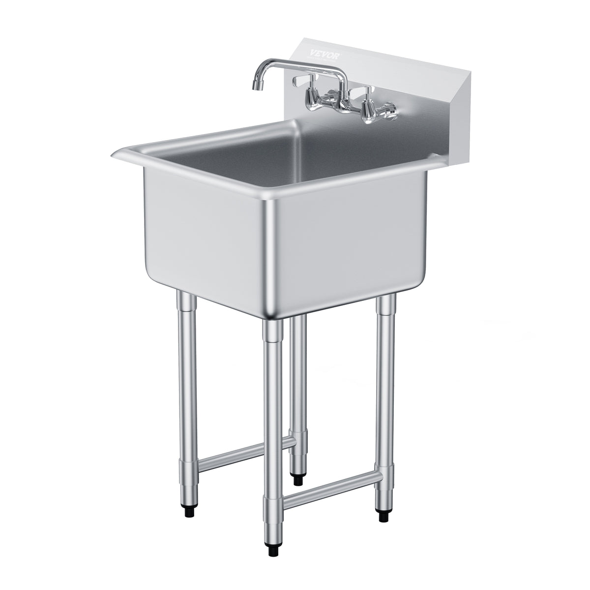Stainless Steel Prep & Utility Sink, 1 Compartment Free Standing Small Sink Include Faucet & legs, 21"x41" Commercial Single Bowl Sinks for Garage, Restaurant, Kitchen, Laundry