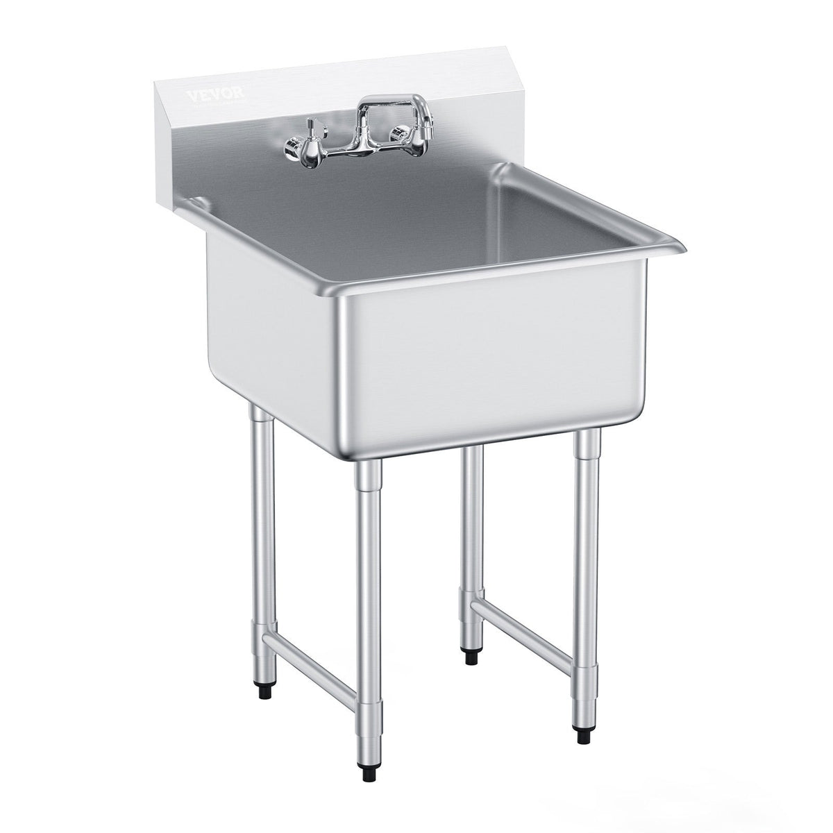 Stainless Steel Prep & Utility Sink, 1 Compartment Free Standing Small Sink Include Faucet & legs, 27"x41" Commercial Single Bowl Sinks for Garage, Restaurant, Kitchen, Laundry