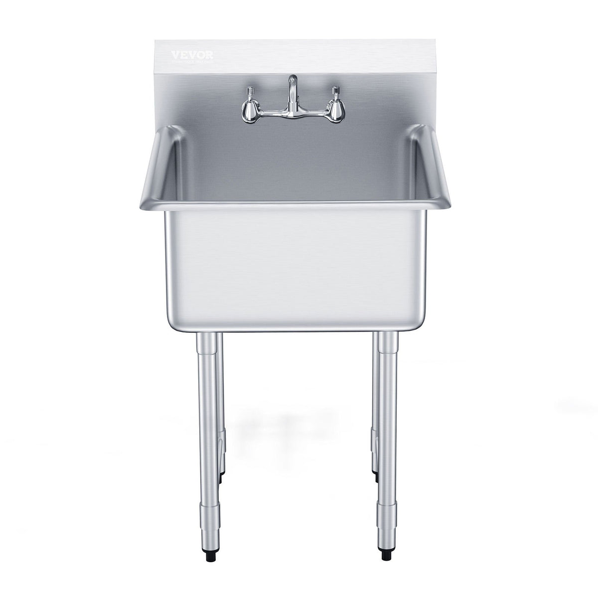 Stainless Steel Prep & Utility Sink, 1 Compartment Free Standing Small Sink Include Faucet & legs, 27"x41" Commercial Single Bowl Sinks for Garage, Restaurant, Kitchen, Laundry