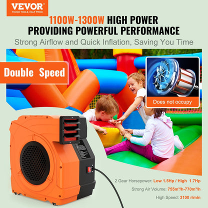 Commercial Inflatable Blower, 1100W, 1.5/1.7 HP for Bounce Houses & Waterslides