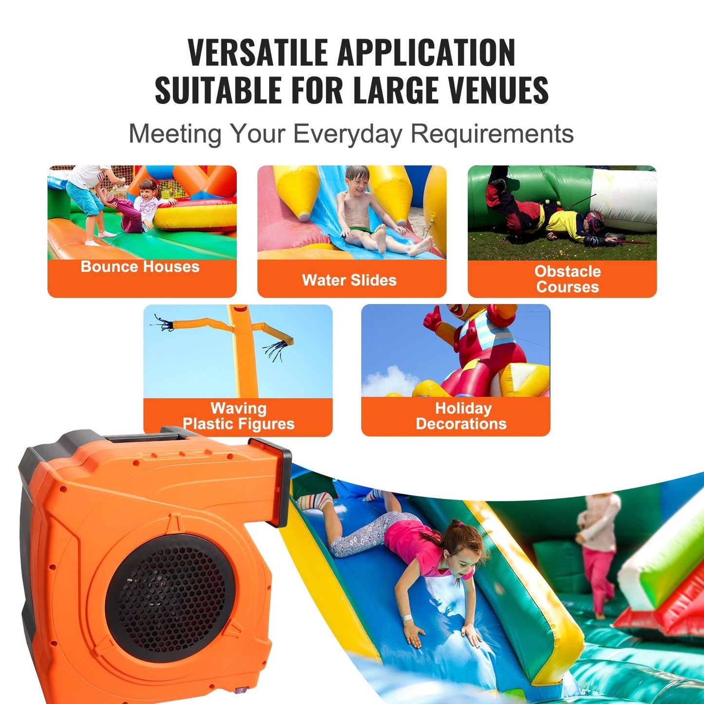 Commercial Inflatable Blower, 1100W, 1.5/1.7 HP for Bounce Houses & Waterslides