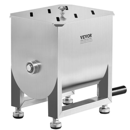 Manual Meat Mixer, 15L Fixed Tank Meat Processing Equipment(Mixing Maximum 15LBS for Meat), Stainless Steel Meat Mixer, Sausage Mixer Machine with Lid and Handle, Ground Beef Hand Mixer