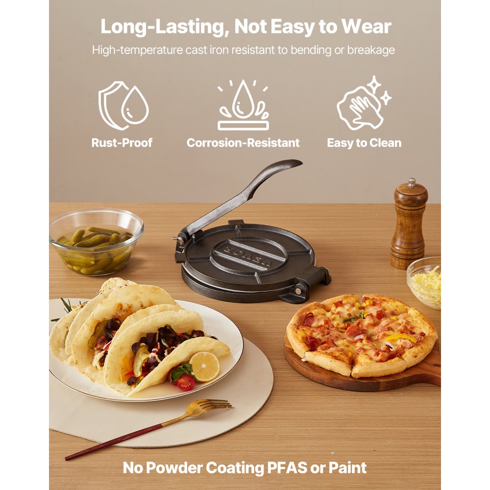 10 Inch Tortilla Press Chapati Maker Roti Dough Maker Heavy Duty Cast Iron
