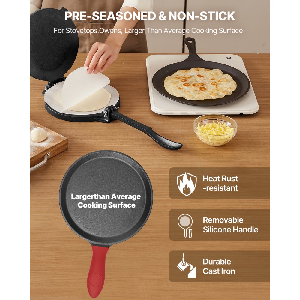 8 Inch Tortilla Press Chapati Maker Roti Dough Maker Heavy Duty Cast Iron