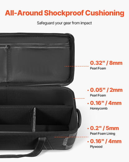 VEVOR Studio Equipment Trolley Case 100 x 38 x 32 cm Rolling Camera Bag