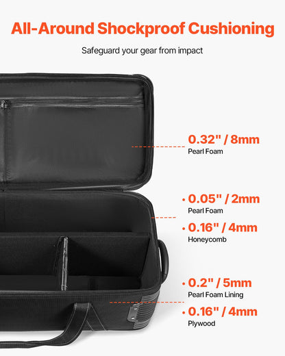VEVOR Studio Equipment Trolley Case 131 x 36.5 x 38 cm Rolling Camera Bag