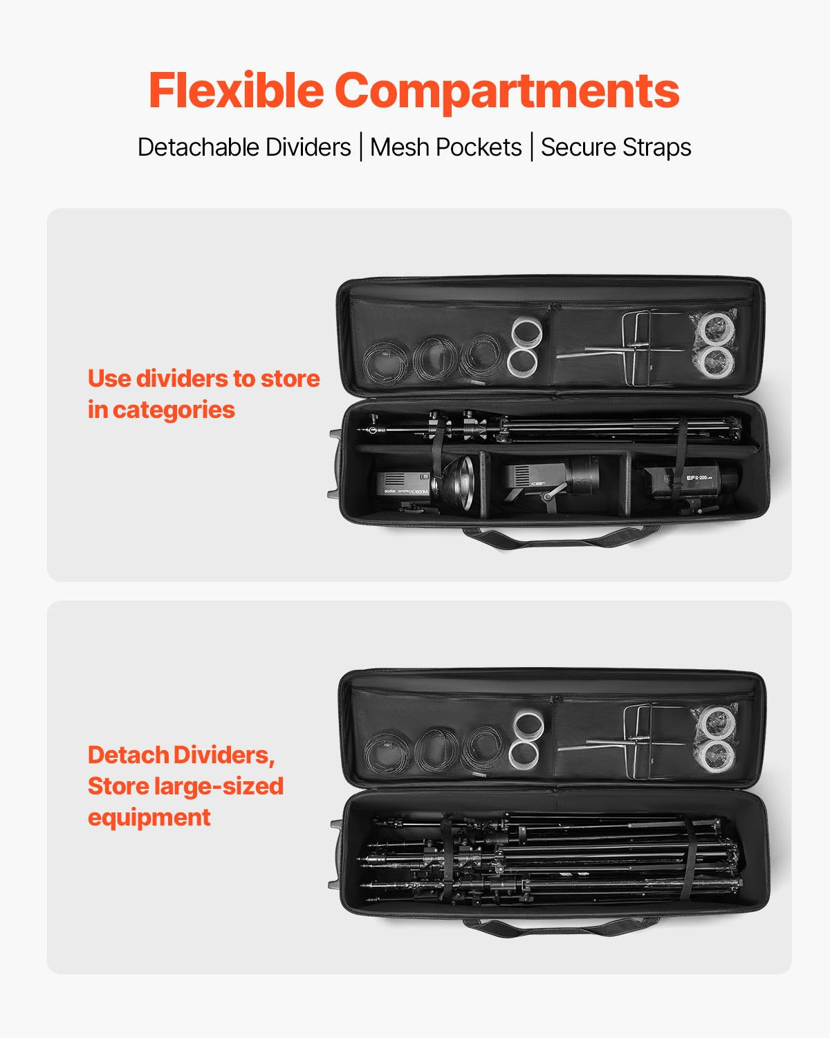 VEVOR Studio Equipment Trolley Case 131 x 36.5 x 38 cm Rolling Camera Bag