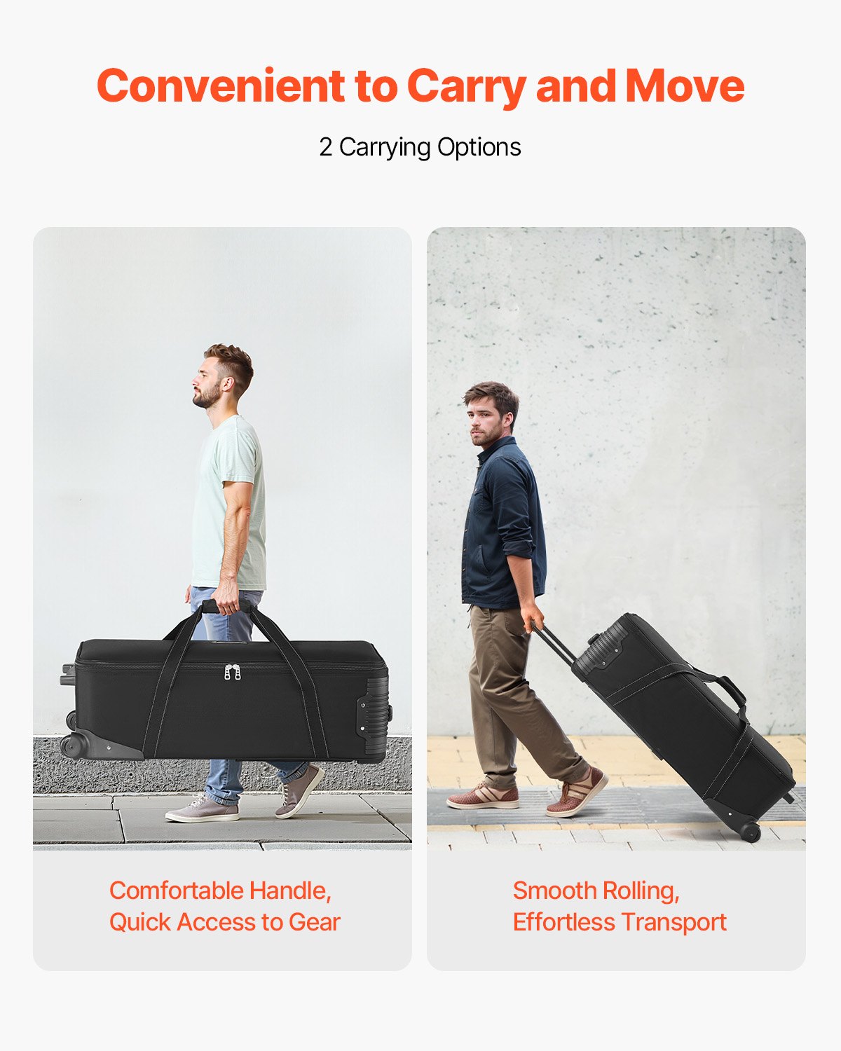 VEVOR Studio Equipment Trolley Case 118 x 37 x 30 cm Rolling Camera Bag