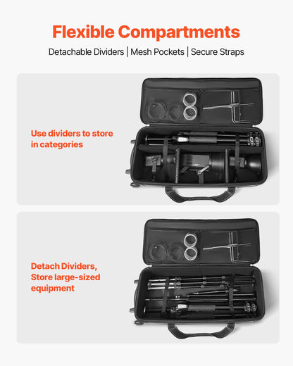 VEVOR Studio Equipment Trolley Case 118 x 37 x 30 cm Rolling Camera Bag