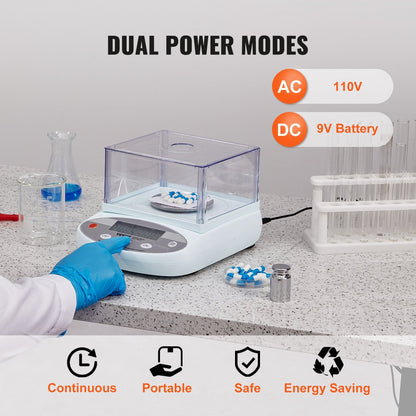 High Precision Lab Scale 0.5 kg x 0.001 g with LCD and Windshield