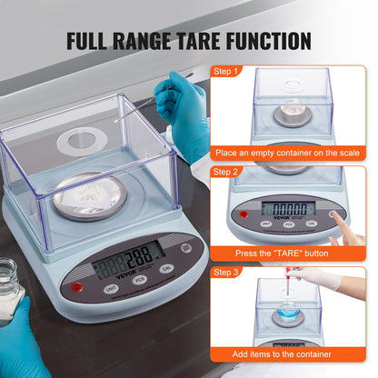 High Precision Lab Scale 0.5 kg x 0.001 g with LCD and Windshield