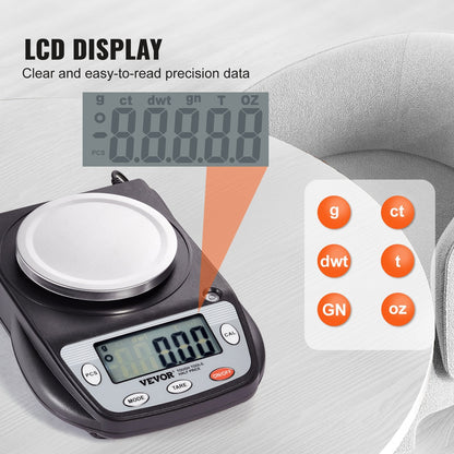 Precision Lab Scale 0.6kg x 0.01g with 6 Units Conversion and RS232C Interface