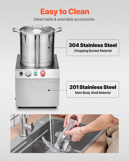 VEVOR Food Processor & Vegetable Chopper 15L Food-Grade Stainless Steel Blender