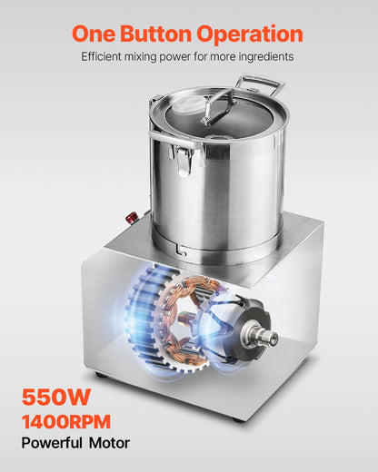VEVOR Food Processor & Vegetable Chopper 4L Food-Grade Stainless Steel Blender