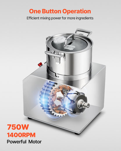 VEVOR Food Processor & Vegetable Chopper 6L Food-Grade Stainless Steel Blender
