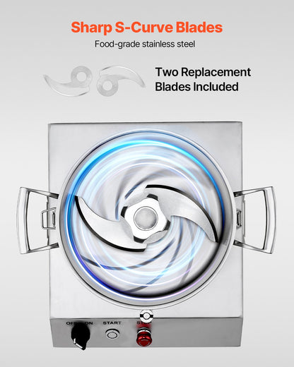 VEVOR Food Processor & Vegetable Chopper 6L Food-Grade Stainless Steel Blender