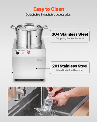 VEVOR Food Processor & Vegetable Chopper 6L Food-Grade Stainless Steel Blender