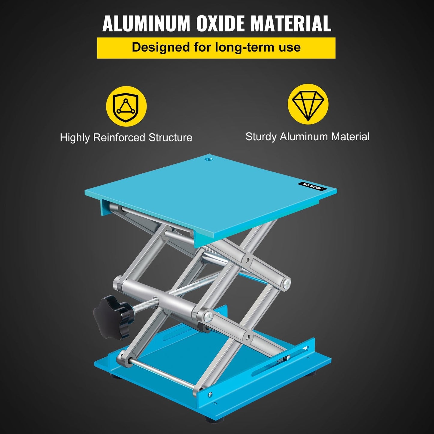 Aluminum Lab Lift Jack, Adjustable 0.06-0.3m, 40kg Capacity, Stable Platform