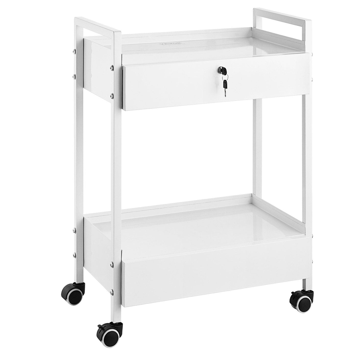 Stainless Steel Medical Utility Cart with 2 Drawers, 2 Shelves, and Swivel Casters