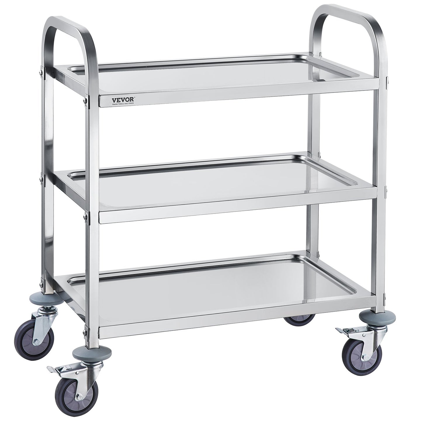 VEVOR Stainless Steel Cart, 3 Layers Lab Utility Cart 181 kg Weight Capacity, Medical
