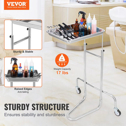 Stainless Steel Lab Cart with Adjustable Tray & Silent Wheels, 2.2 kg, 8 kg Capacity