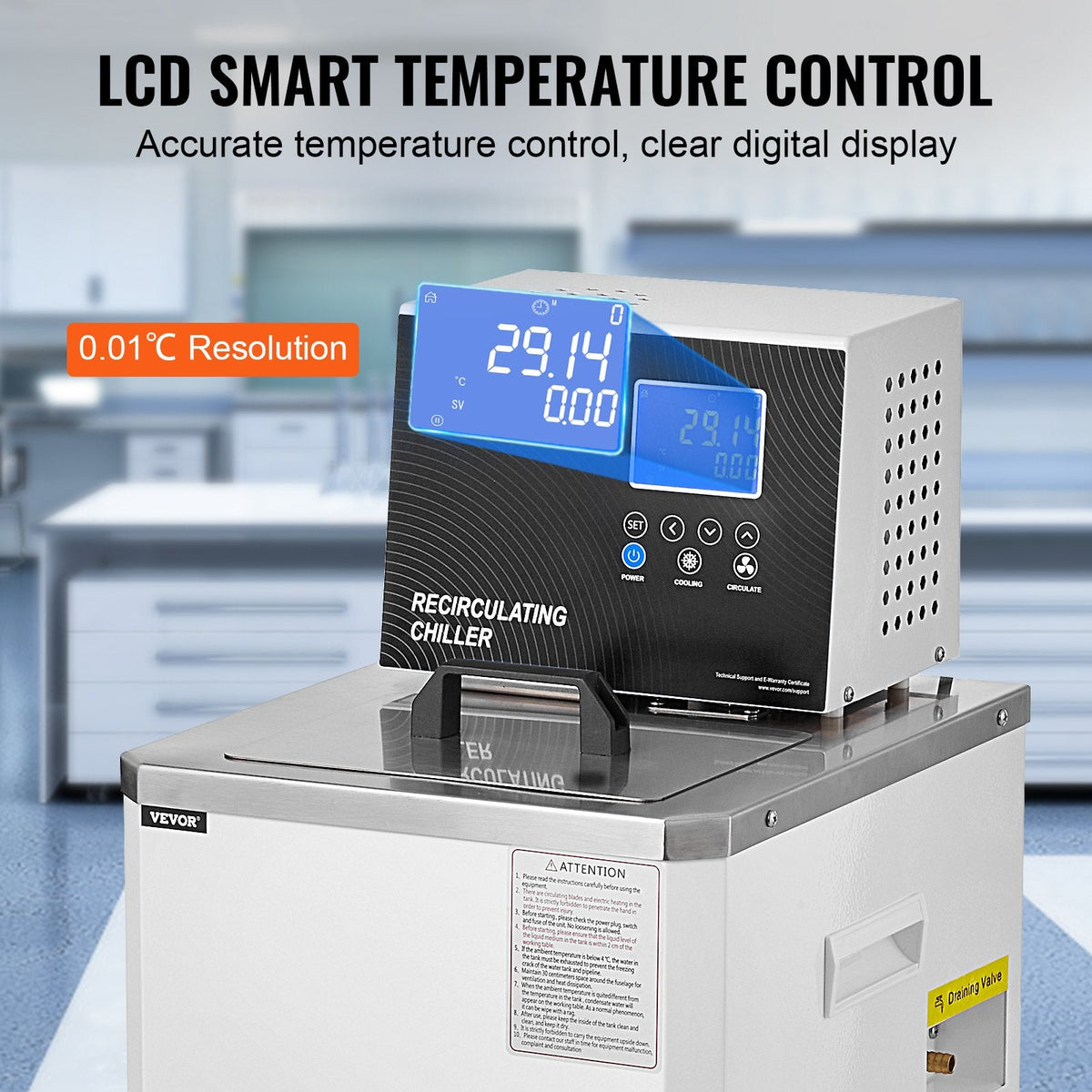 6L laboratory chiller circulator provides precise heating and cooling from -20°C to 100°C