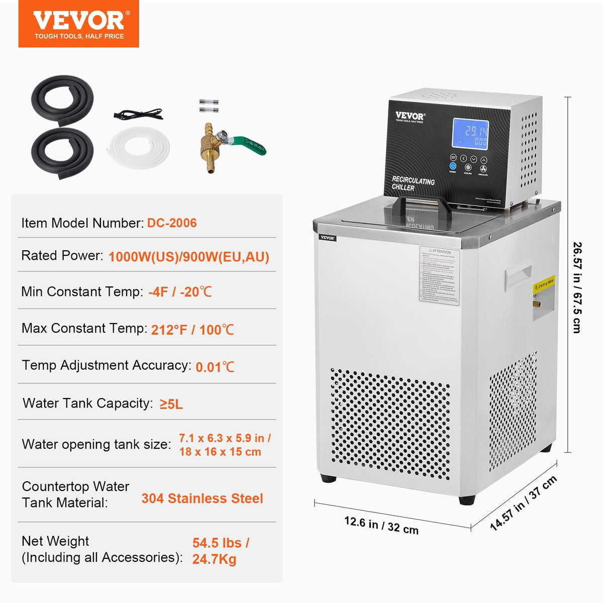304 stainless steel tank and worktop resist corrosion from acids, alkalis, and laboratory chemicals