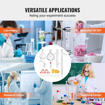 1.0 Meter Lab Glassware Distillation Kit, 1000ml Flask, 14-Piece Set