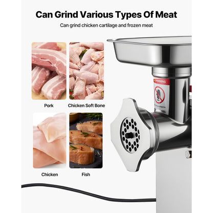 VEVOR Commercial Electric Meat Grinder 5.5 Lbs/Min Sausage Stuffer Maker Kitchen