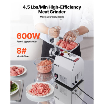 VEVOR Commercial Electric Meat Grinder 4.5 Lbs/Min Sausage Stuffer Maker Kitchen