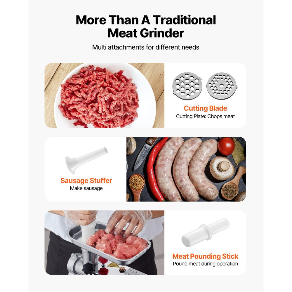 VEVOR Commercial Electric Meat Grinder 4.5 Lbs/Min Sausage Stuffer Maker Kitchen