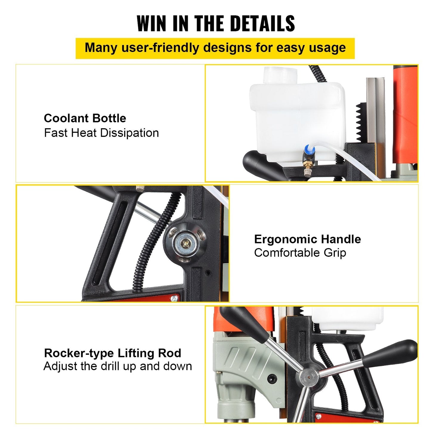 1200W Portable Magnetic Drill, 40mm Boring, 13000N Suction, 580 RPM Variable Speed