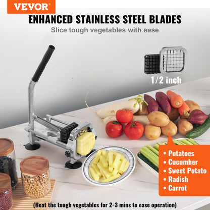 VEVOR French Fry Cutter, Stainless Steel Blade Potato Slicer, Manual Potato Chopper