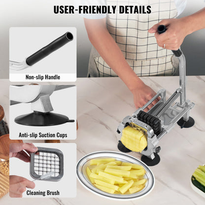 VEVOR French Fry Cutter, Stainless Steel Blade Potato Slicer, Manual Potato Chopper