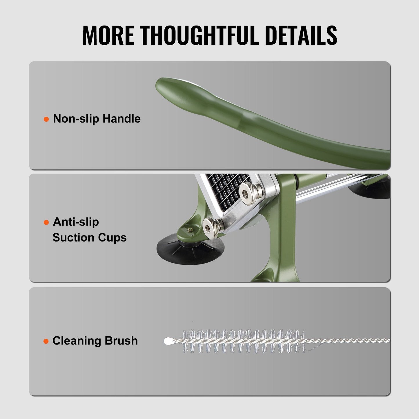 French Fry Cutter, Potato Slicer with 1/2-Inch Stainless Steel Blade, Manual Potato Cutter Chopper with Suction Cups, Great for Potato, French Fries, Cucumber, Vegetables, Carrot