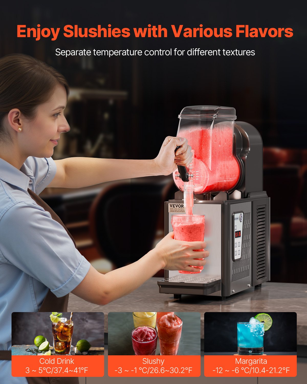 VEVOR 4L Commercial Slushy Machine Margarita Smoothie Frozen Drink Maker