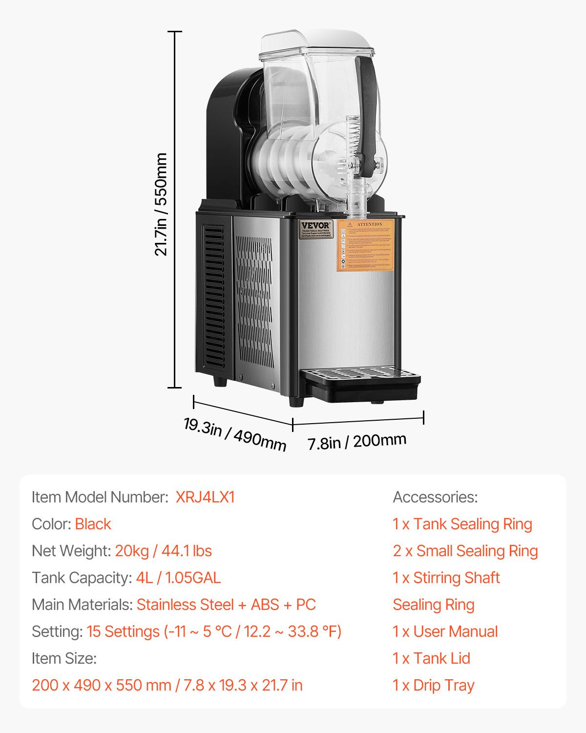 VEVOR 4L Commercial Slushy Machine Margarita Smoothie Frozen Drink Maker