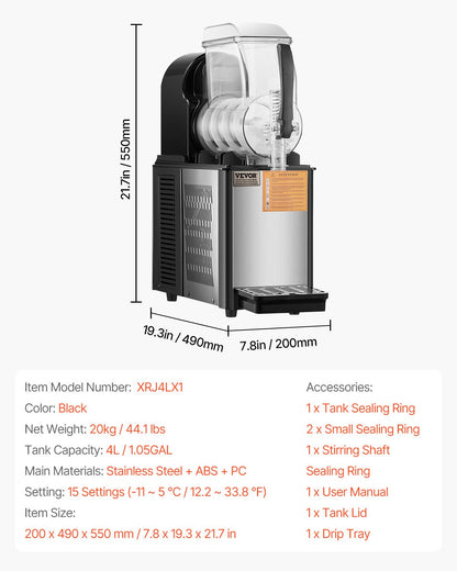 VEVOR 4L Commercial Slushy Machine Margarita Smoothie Frozen Drink Maker