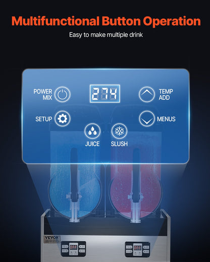 12L Dual-Tank Commercial Slushy & Drink Maker with Adjustable Temperature