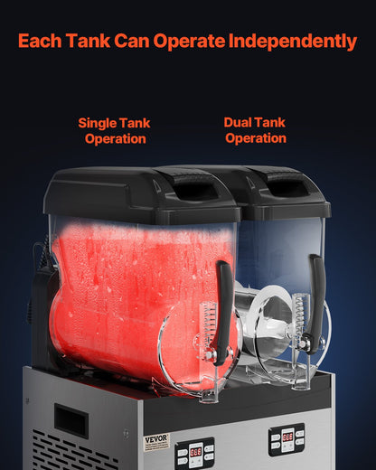 12L Dual-Tank Commercial Slushy & Drink Maker with Adjustable Temperature